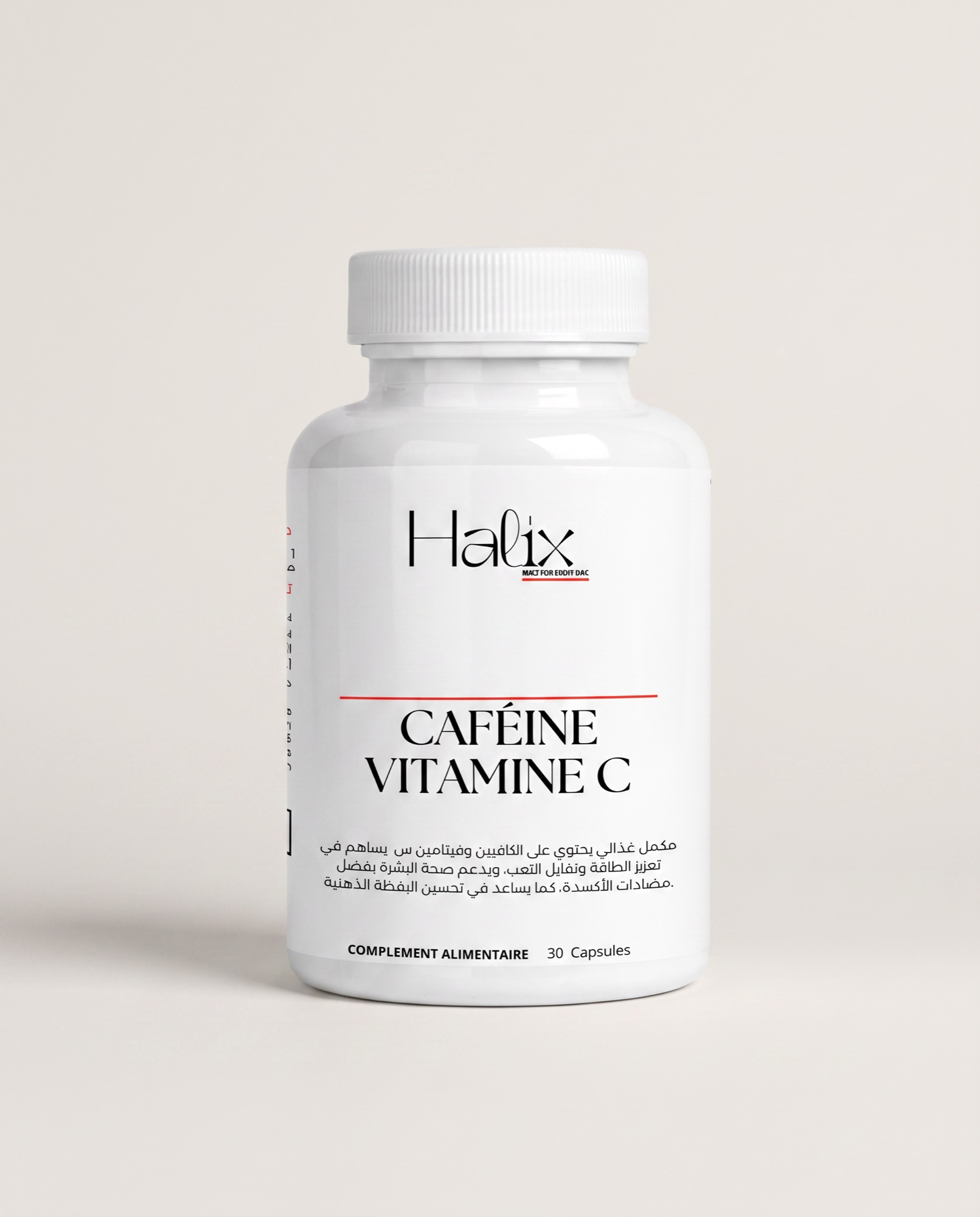Flacon Halix Caféine Vitamine C, 30 gélules