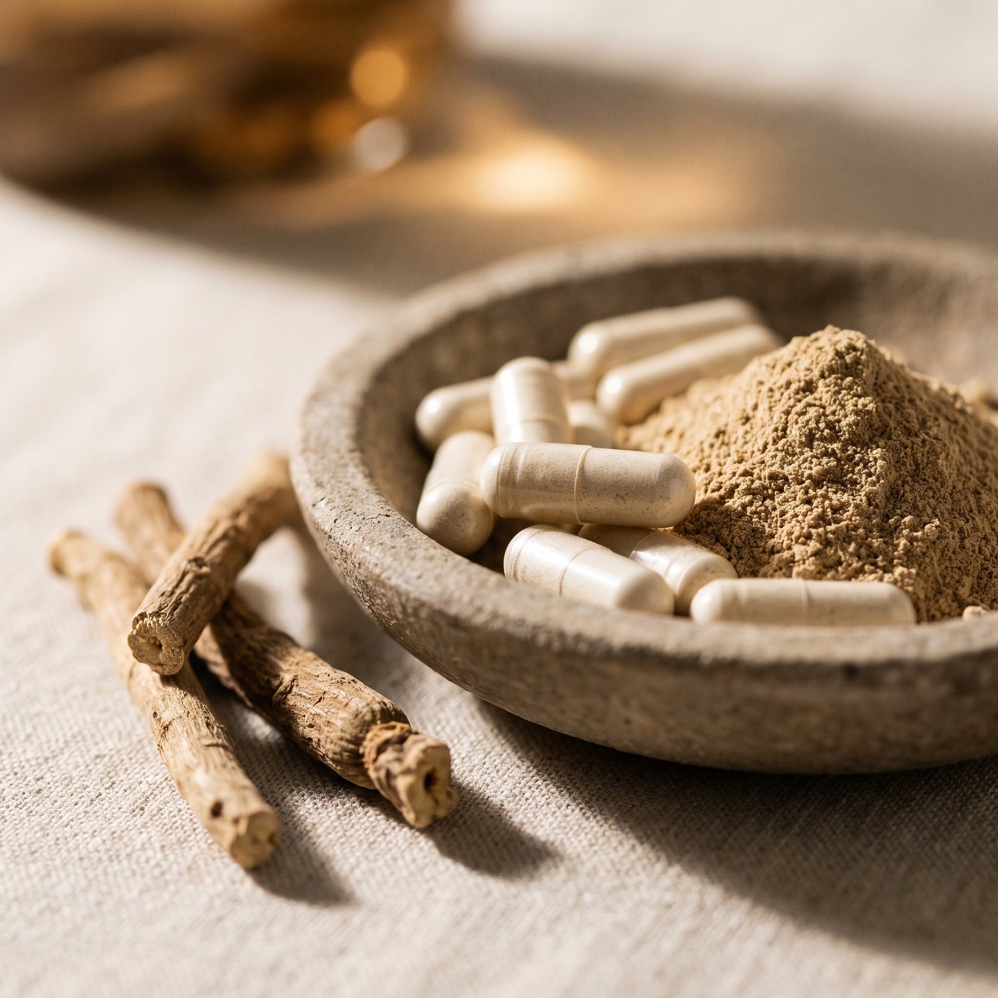 Gélules d’ashwagandha et poudre de racine